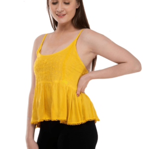 Yellow with Embroidery Yoke Tops
